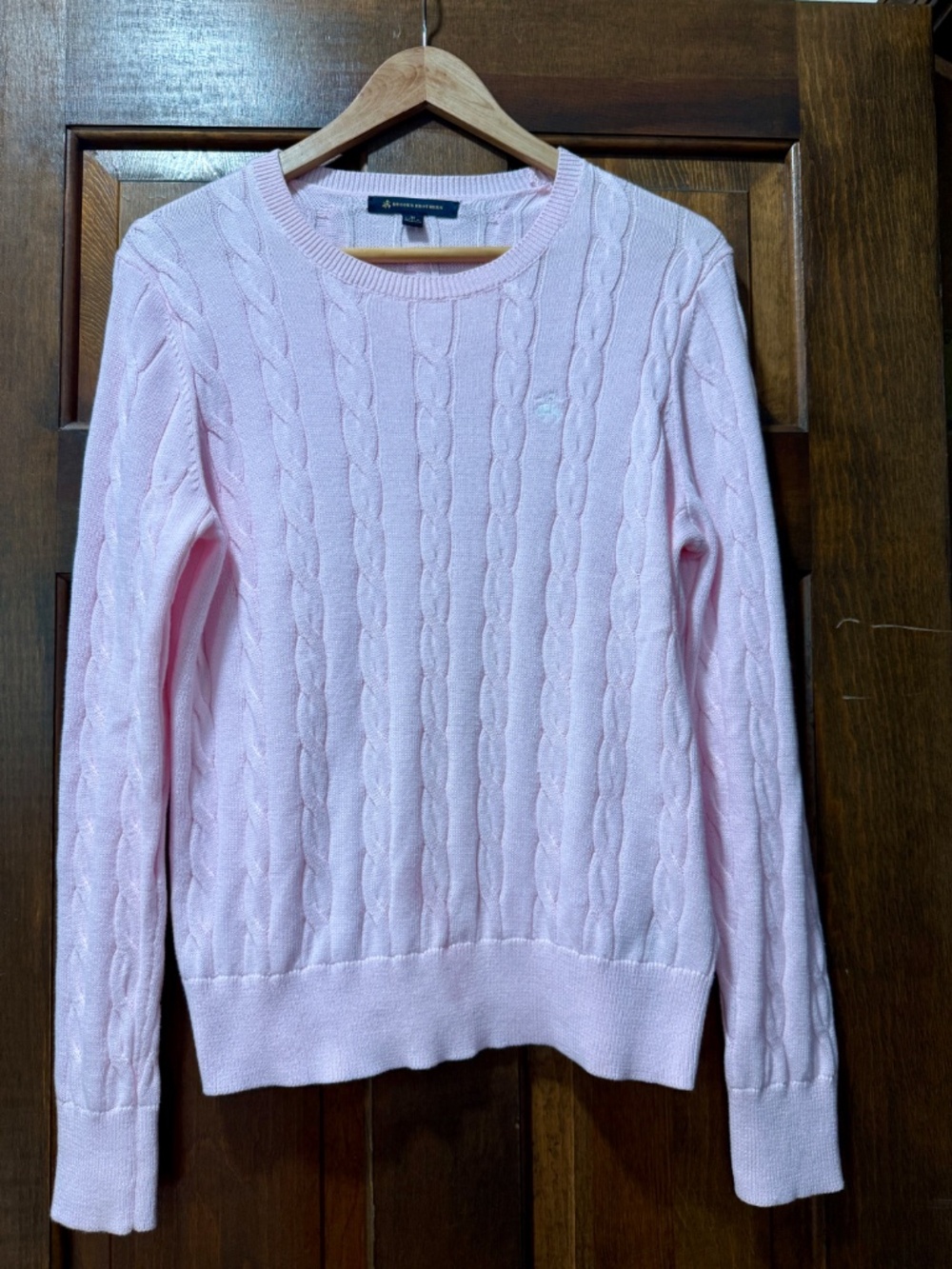 Brooks Brothers Supima® Cotton Cable Crewneck Sweater Pink M - Picture 4 of 6